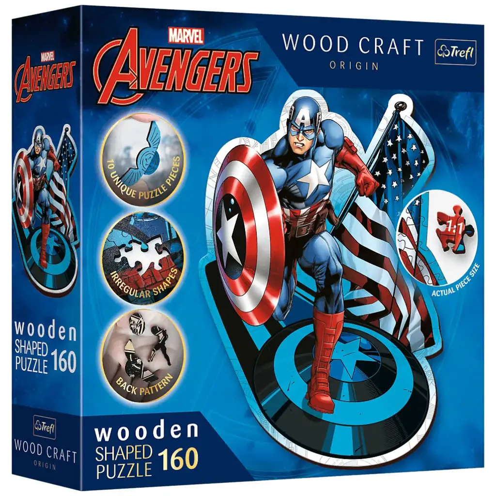 imagen de Wood Craft: Marvel - Capitán América 160 piezas premium de madera puzzle - Trefl 1