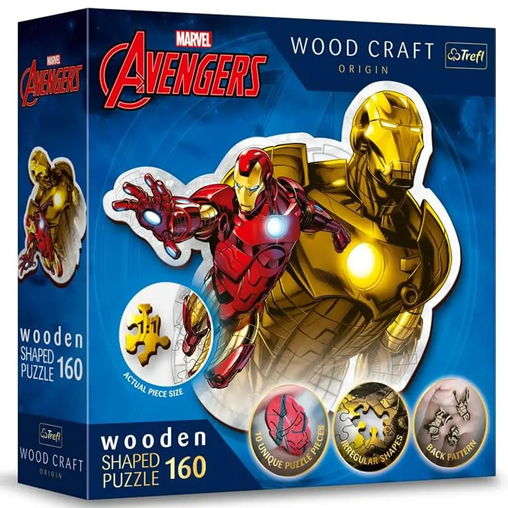 imagen de Wood Craft: Marvel Vengadores - Iron Man 160 piezas premium rompecabezas de madera - Trefl 1