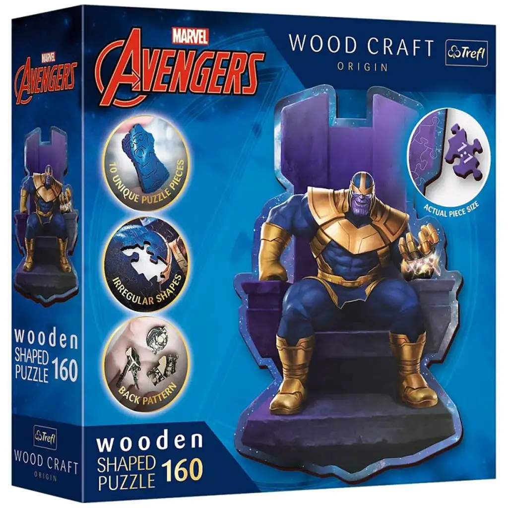 imagen de Wood Craft: Marvel Vengadores - Thanos en el trono 160 piezas premium rompecabezas de madera - Trefl 1