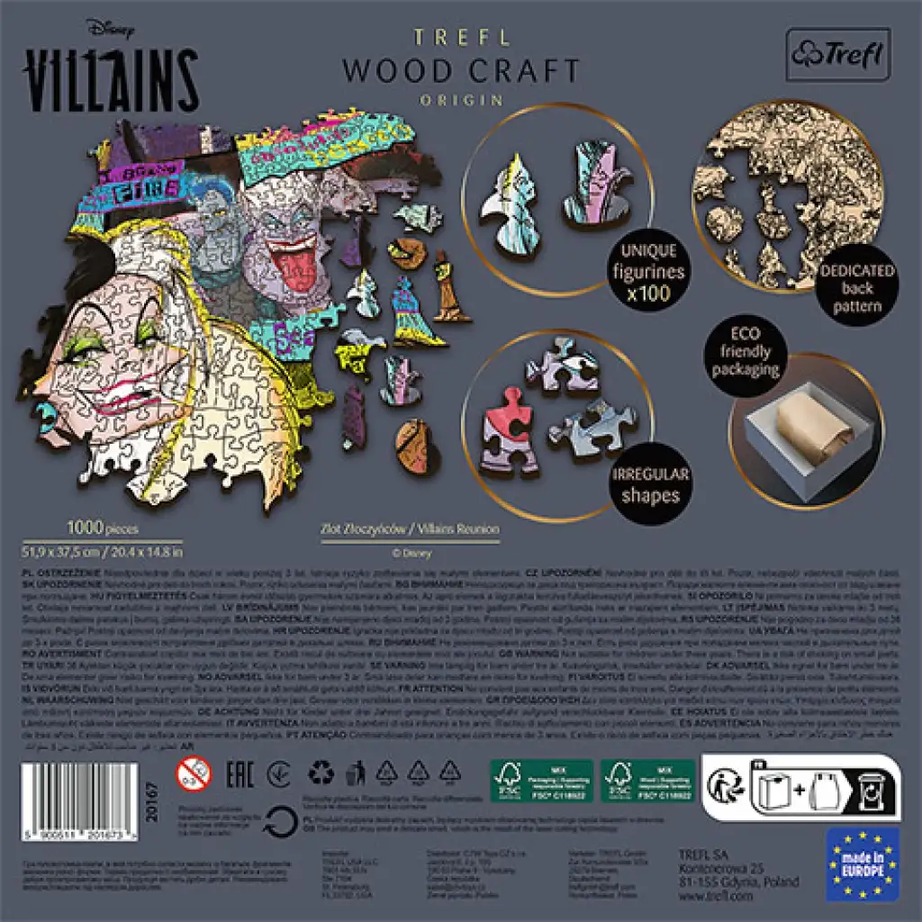 imagen de Wood Craft: Puzzles de Villanos de Disney de 1000 piezas - Trefl 3