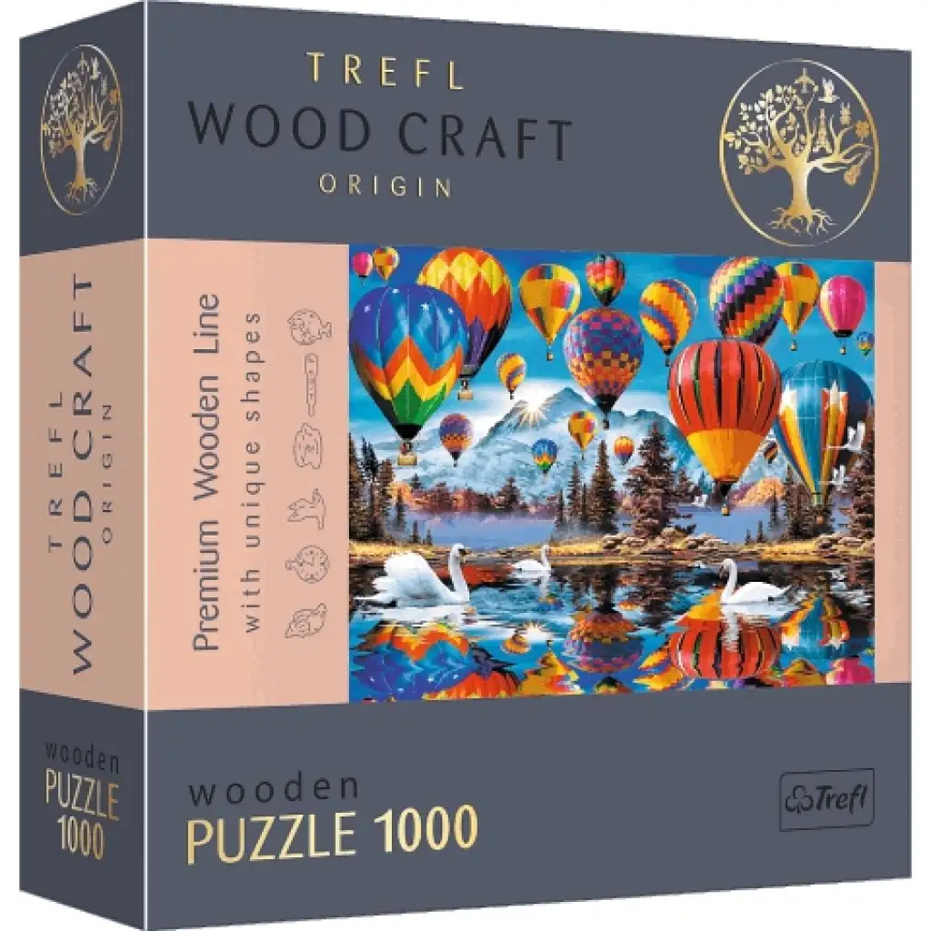 imagen de Wood Craft: Rompecabezas de madera premium de globos aerostáticos de 1000 piezas - Trefl 1