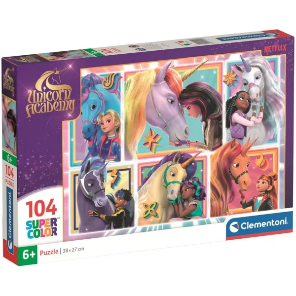 imagen de Academia de Unicornios junto a los unicornios 104 piezas Supercolor puzzle - Clementoni 1
