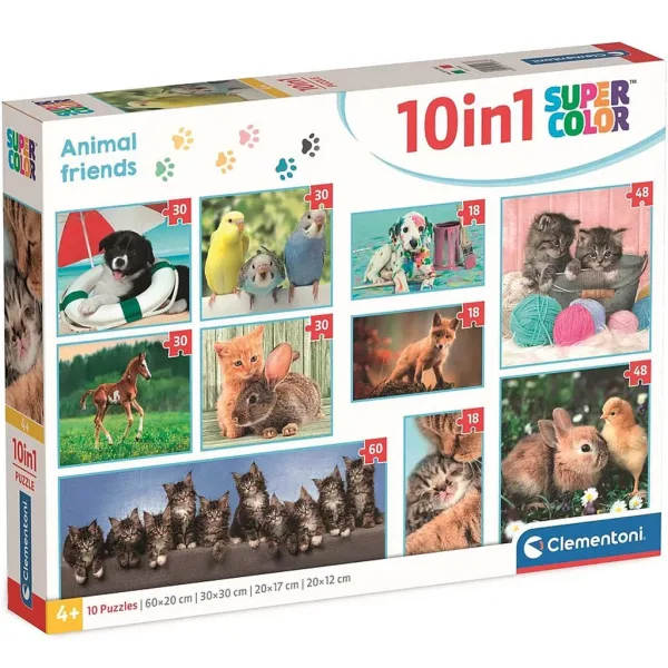 imagen de Amigos animales 10 en 1 super color puzzle - Clementoni 1