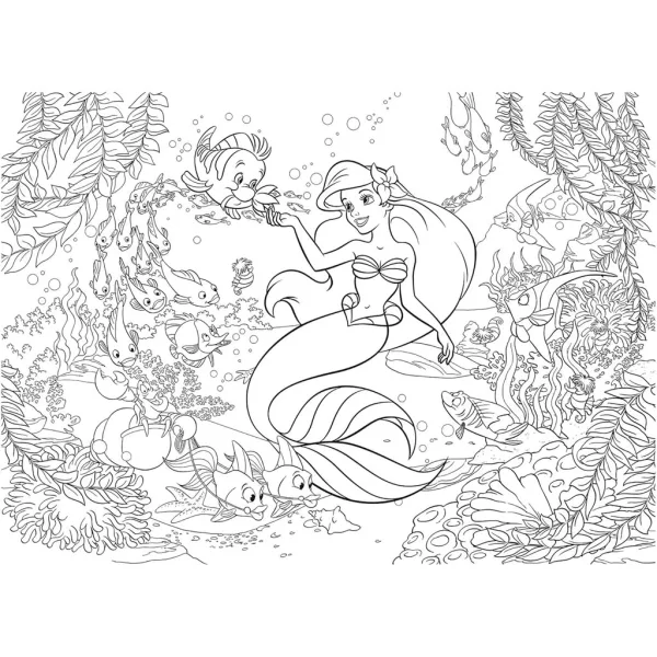 imagen de Ariel la sirenita 2 en 1 rompecabezas y colorear 108 piezas 50x35cm - Lisciani 3