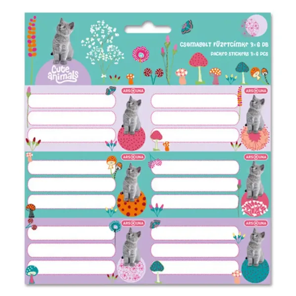 imagen de Ars Una: Animales adorables - Etiquetas de cuaderno con diseño de gato 3x6 unidades 1