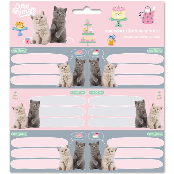 imagen de Ars Una: Cute animals-tea party etiqueta de cuaderno empaquetada 3x6ud 1
