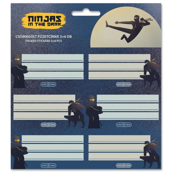 imagen de Ars Una: Etiquetas de cuaderno en la oscuridad de los ninjas 3x6 unidades 1