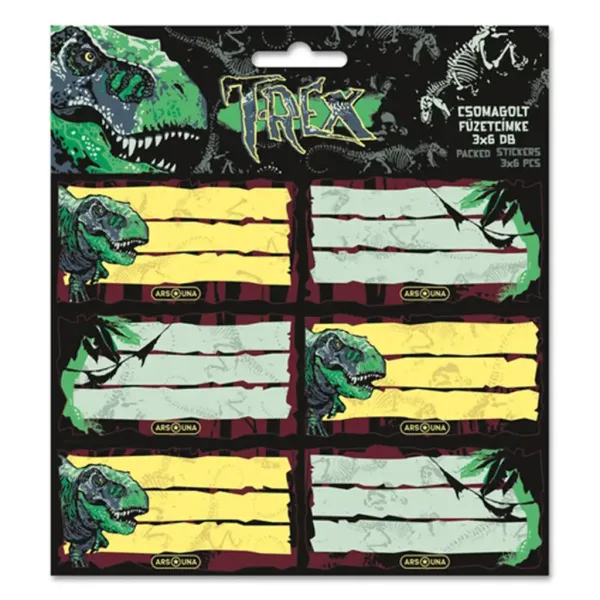 imagen de Ars Una: Etiquetas de cuaderno T-Rex en paquete de 3x6 unidades 1
