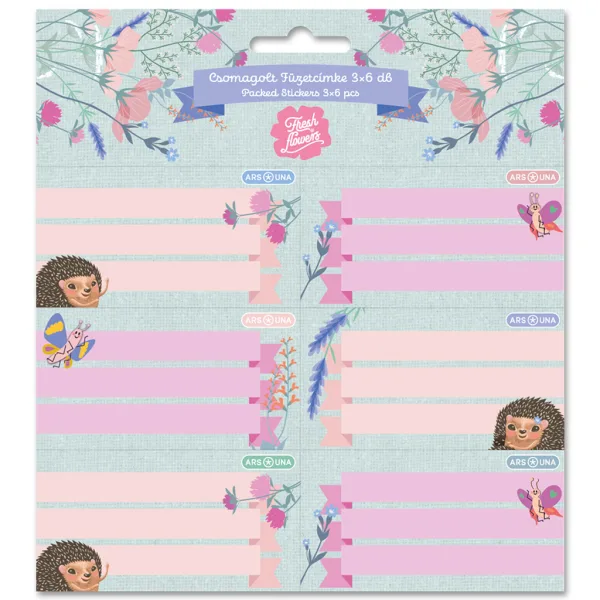 imagen de Ars Una: Etiquetas para cuadernos Fresh Flowers 3x6 unidades 1