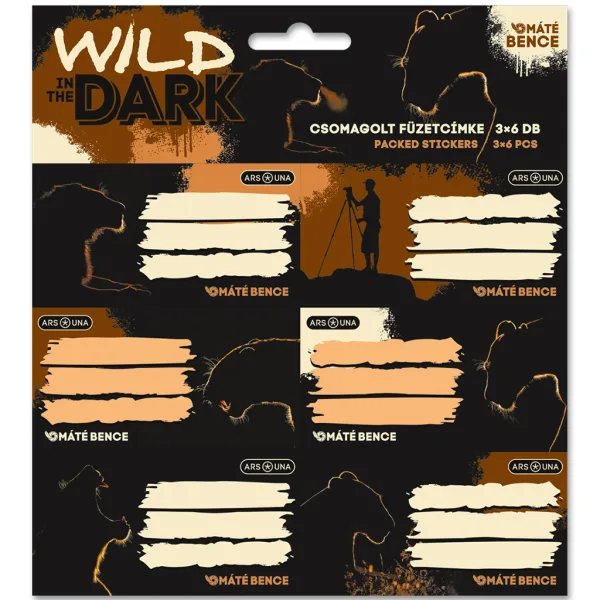 imagen de Ars Una: Wild in the dark paquete de etiquetas para cuadernos con leones 3x6 unidades 1