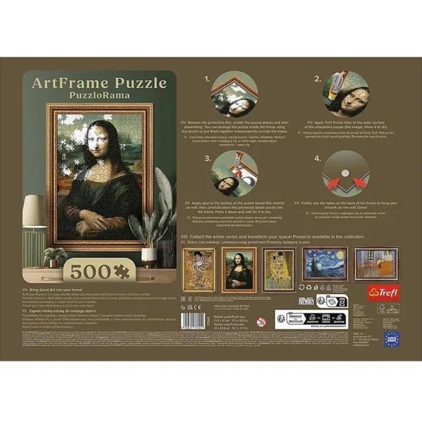 imagen de ArtFrame: Leonardo Da Vinci - Mona Lisa puzzle de 500 piezas con marco - Trefl 3