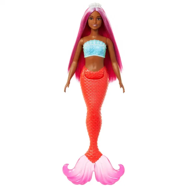 imagen de Barbie Dreamtopia: Muñeca sirena con cabello rosa y cola color coral - Mattel 2