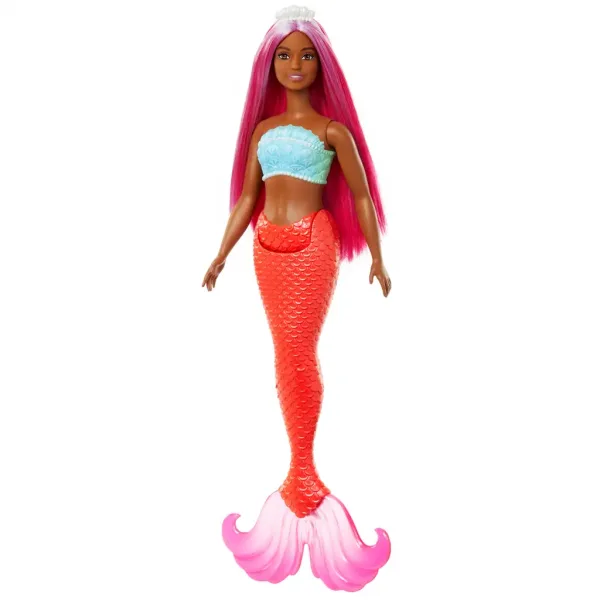 imagen de Barbie Dreamtopia: Muñeca sirena con cabello rosa y cola color coral - Mattel 1