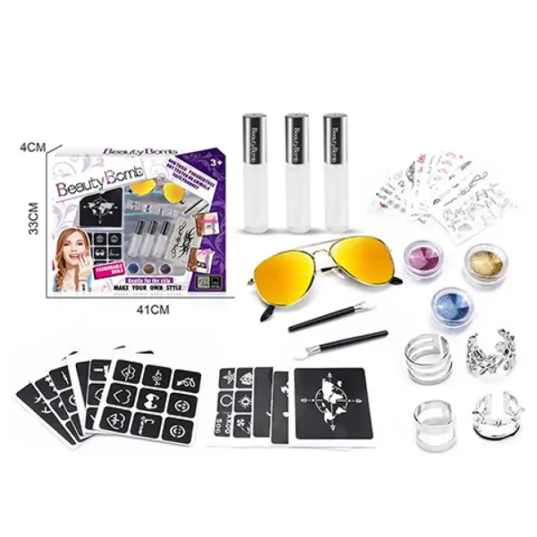imagen de Beauty World: Conjunto creativo de tatuajes de brillo Beauty Bomb con gafas de sol 2
