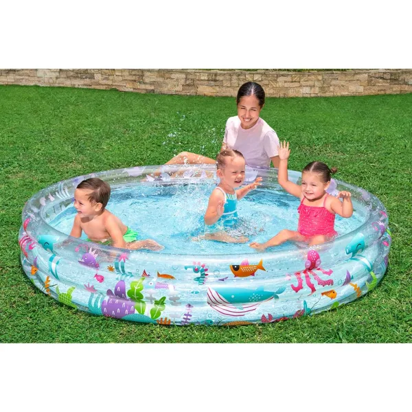 imagen de Bestway: Piscina inflable transparente de tres anillos con diseño de mundo acuático 183x33cm 3