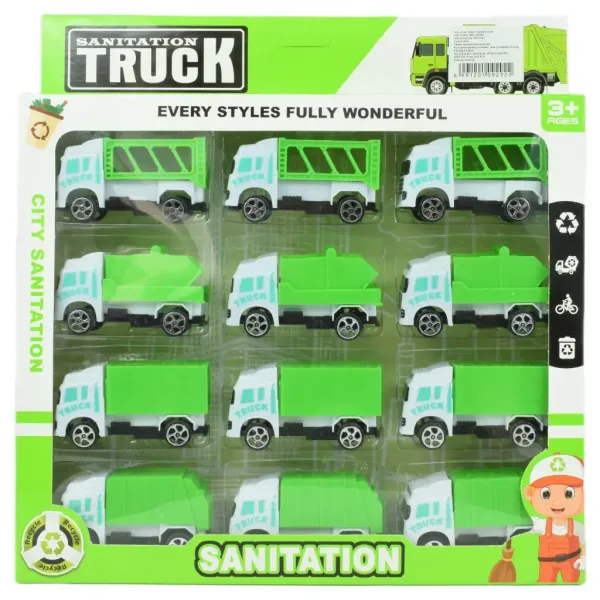 imagen de Camión de saneamiento: set de camiones de basura de 12 piezas 1/64 5