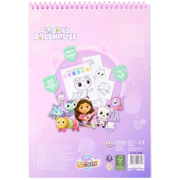 imagen de Canenco: Gabi casa de muñecas cuaderno mágico de pintura con acuarelas y pincel 4