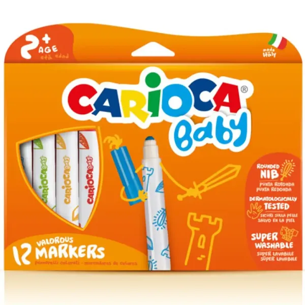 imagen de Carioca: Set de 12 marcadores de bebé de colores lavables 1