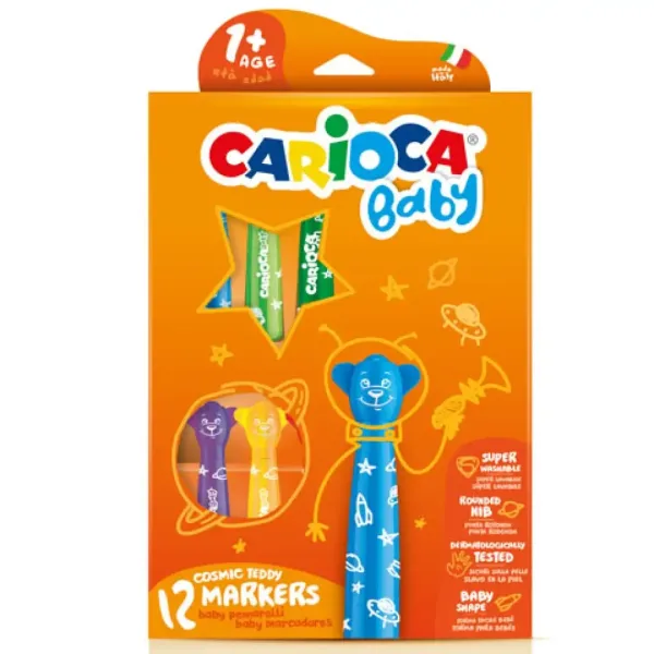 imagen de Carioca: Set de 12 marcadores de bebé de osito de colores lavables 1
