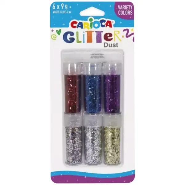 imagen de Carioca: Set de purpurina Glitter Dust de 6 unidades en tarro - Variaciones de color 1