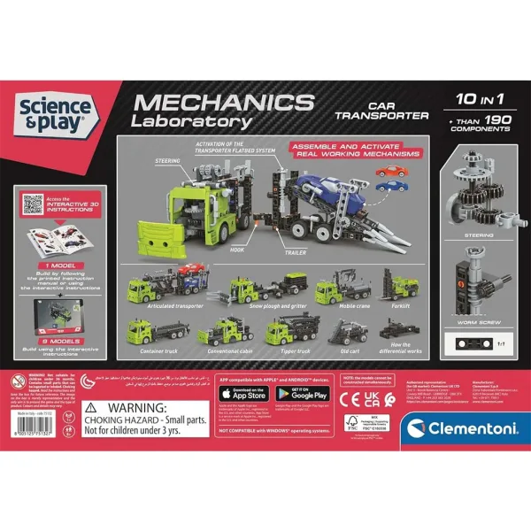 imagen de Ciencia y Juego: Taller Mecánico - Kit de Construcción de Transporte de Autos de Dos Niveles - Clementoni 2