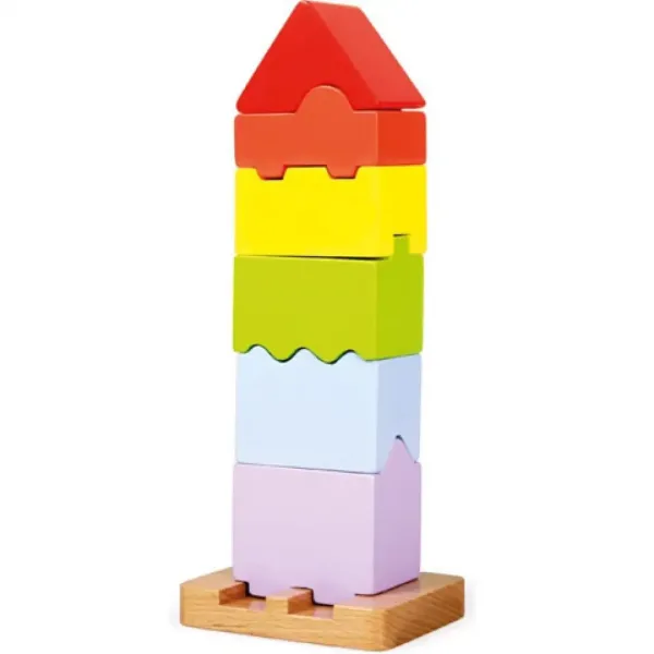 imagen de Colorido juego de construcción de torre de 7 piezas de madera 1