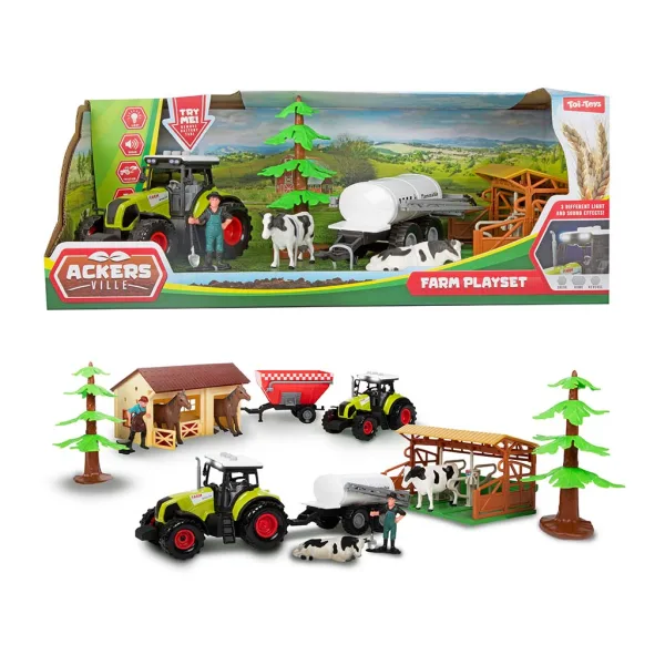 imagen de Conjunto de establo de granja con tractor de 7 piezas 2