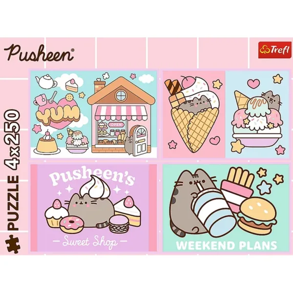 imagen de Conoce a Pusheen el gato 4x250 piezas puzzle - Trefl 2