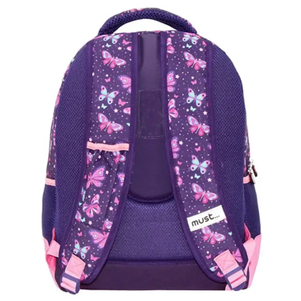 imagen de Debes... Sigue tus sueños Mochila escolar de mariposas con esquinas redondeadas de 32x18x43cm 2