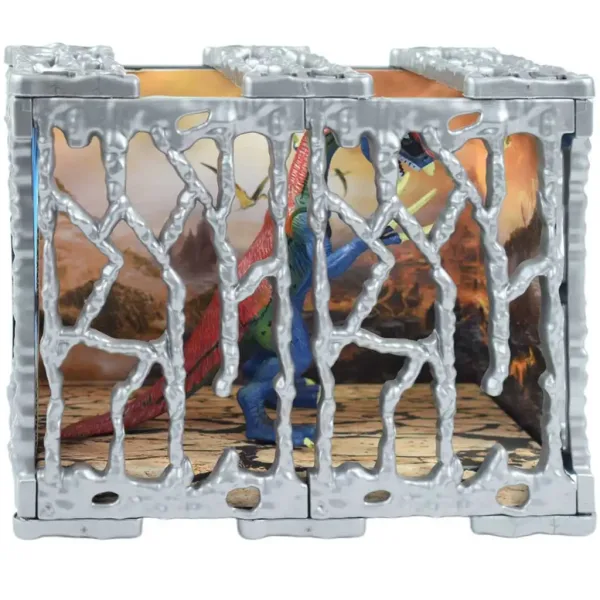 imagen de Dino World: Figura de dinosaurio Therizinosaurus de 20 cm meticulosamente detallada en una jaula 3