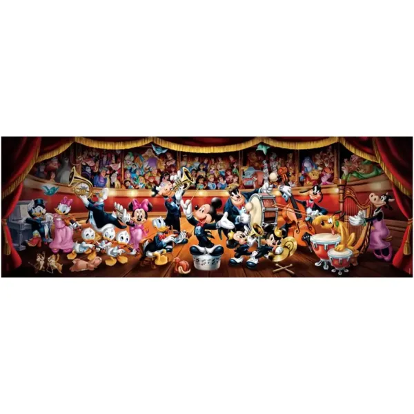 imagen de Disney – Mickey y sus amigos en la banda puzzle panorámico de 1000 piezas con póster - Clementoni 2