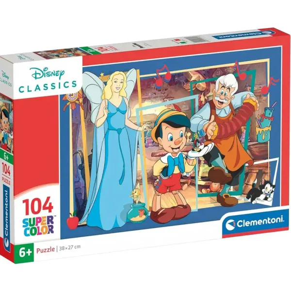 imagen de Disney Pinocho rompecabezas Supercolor de 104 piezas - Clementoni 1