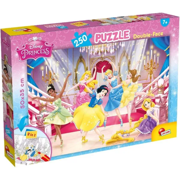 imagen de Disney Princesas 2 en 1 rompecabezas y libro para colorear de 250 piezas 50x35cm - Lisciani 1