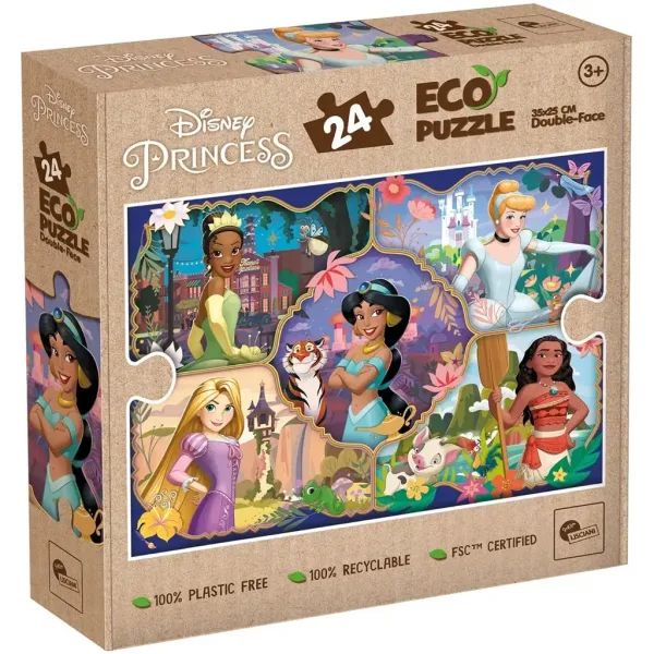 imagen de Disney princesas y sus animales 2 en 1 24 piezas Eco mini puzzle y colorear 35x25cm - Lisciani 1