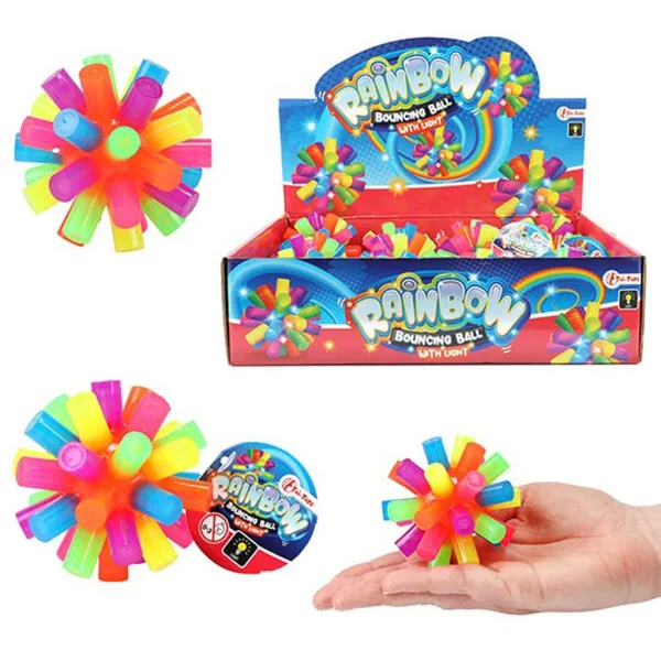 imagen de Fun pelota rebotadora luminosa de colores arcoíris 1ud 1