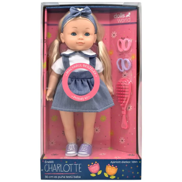imagen de Dolls World: Muñeca Charlotte que habla húngaro, con falda de mezclilla 2