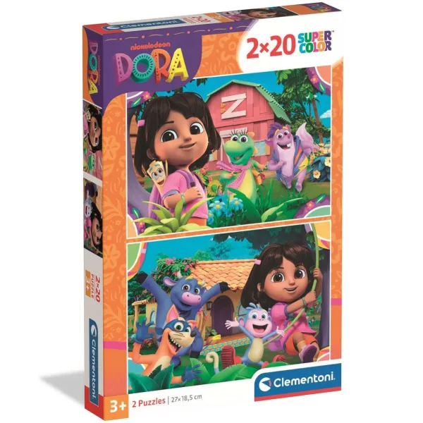 imagen de Dora la Exploradora 2x20 piezas Supercolor puzzle - Clementoni 1