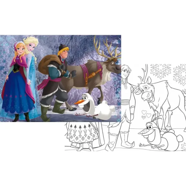 imagen de Equipo de Frozen 2 en 1 rompecabezas y libro para colorear de 108 piezas 70x50cm - Lisciani 2