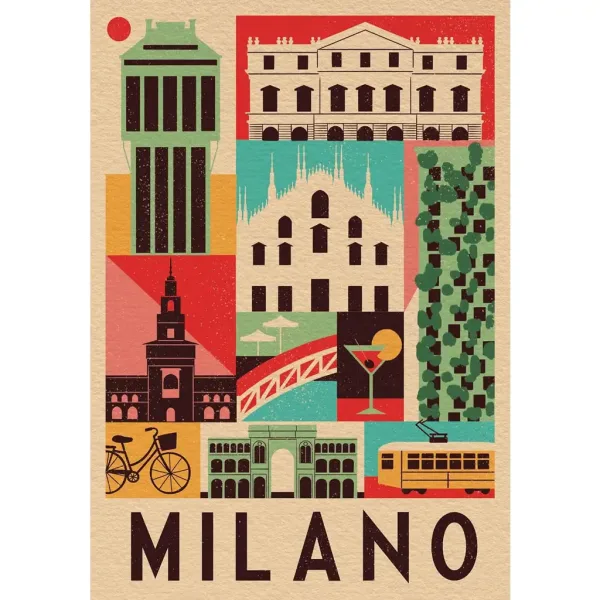 imagen de Estilo en la ciudad Milán 1000 piezas puzzle - Clementoni 2