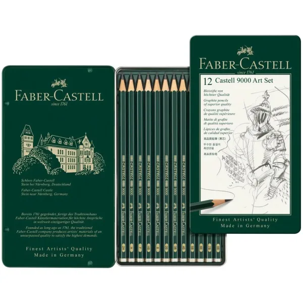 imagen de Faber-Castell: Castell 9000 Lápiz de grafito set de 12 piezas en caja de metal 2