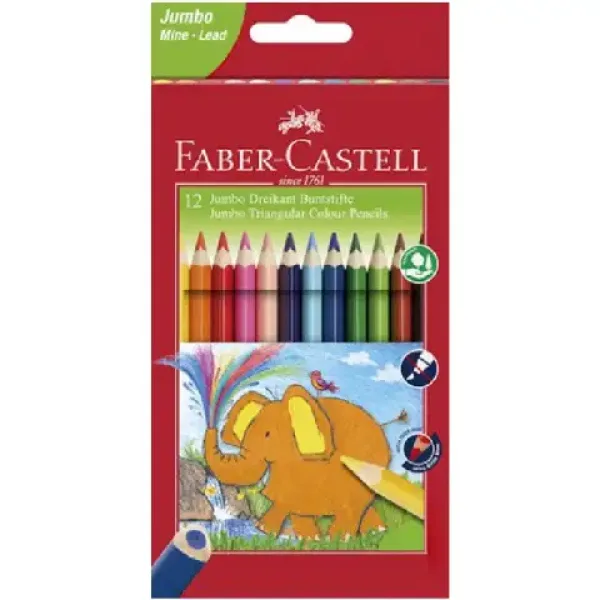 imagen de Faber-Castell: Jumbo set de 12 lápices de colores triangulares 1
