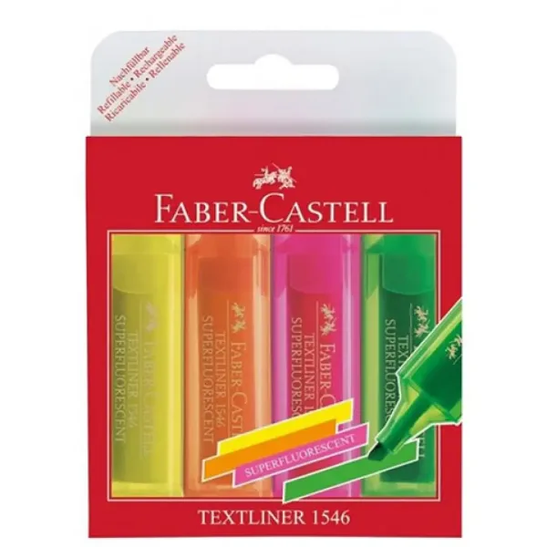 imagen de Faber-Castell: Marcador de texto recargable 1546 set de 4 1