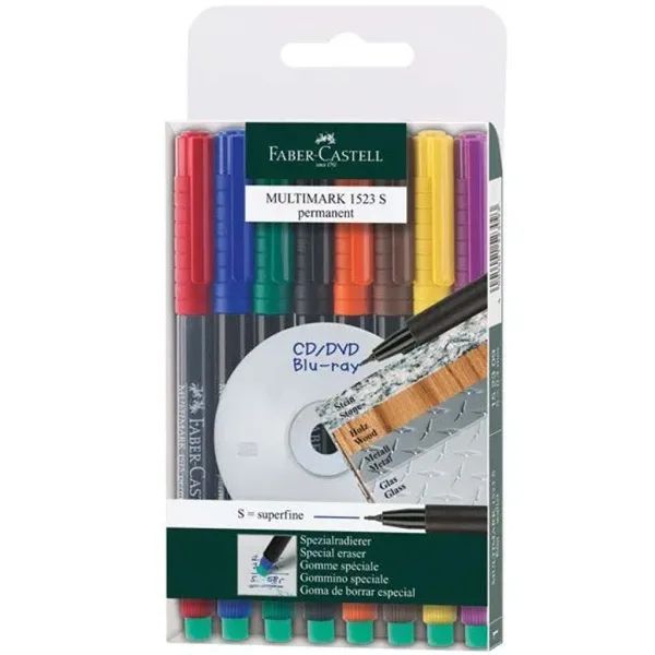 imagen de Faber-Castell: Multimark S Marcadores de Alcohol Set 8 colores 0,4 mm 1