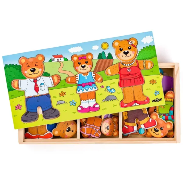imagen de Familia de osos de vestir rompecabezas de madera - Woodyland 2