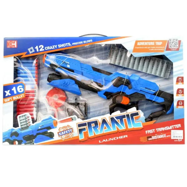 imagen de Frantic Launcher: Arma de lanzamiento de esponja manual con diana y balas 49cm 8