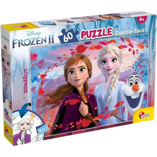 imagen de Frozen 2 2 en 1 puzzle y libro para colorear de 60 piezas 50x35cm - Lisciani 1