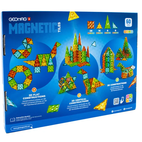 imagen de Geomag Magnetic Tiles Gems 60 piezas de juego de construcción magnético 2