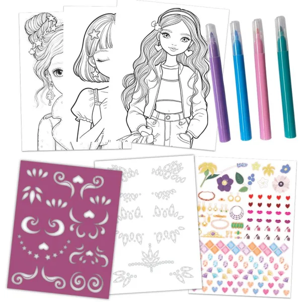 imagen de Glammy Gloss: Conjunto creativo de diseñador de moda y colorear con rotuladores y pegatinas 2
