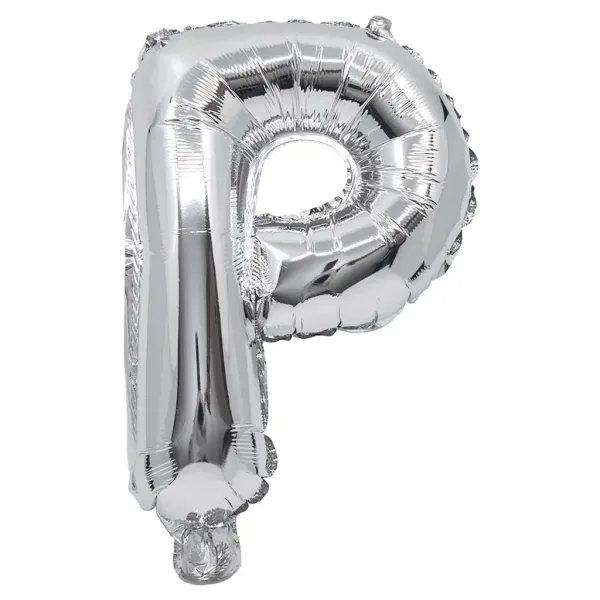 imagen de Globo de foil en forma de letra, color plateado – letra P 32cm 1