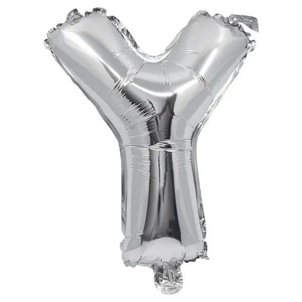 imagen de Globo de foil en forma de letra en color plata – letra Y 32cm 1